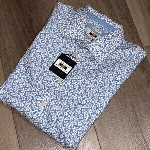 NWT Joseph Abboud Short Sleeve Shirt Men's Size 2X Blue Floral Print